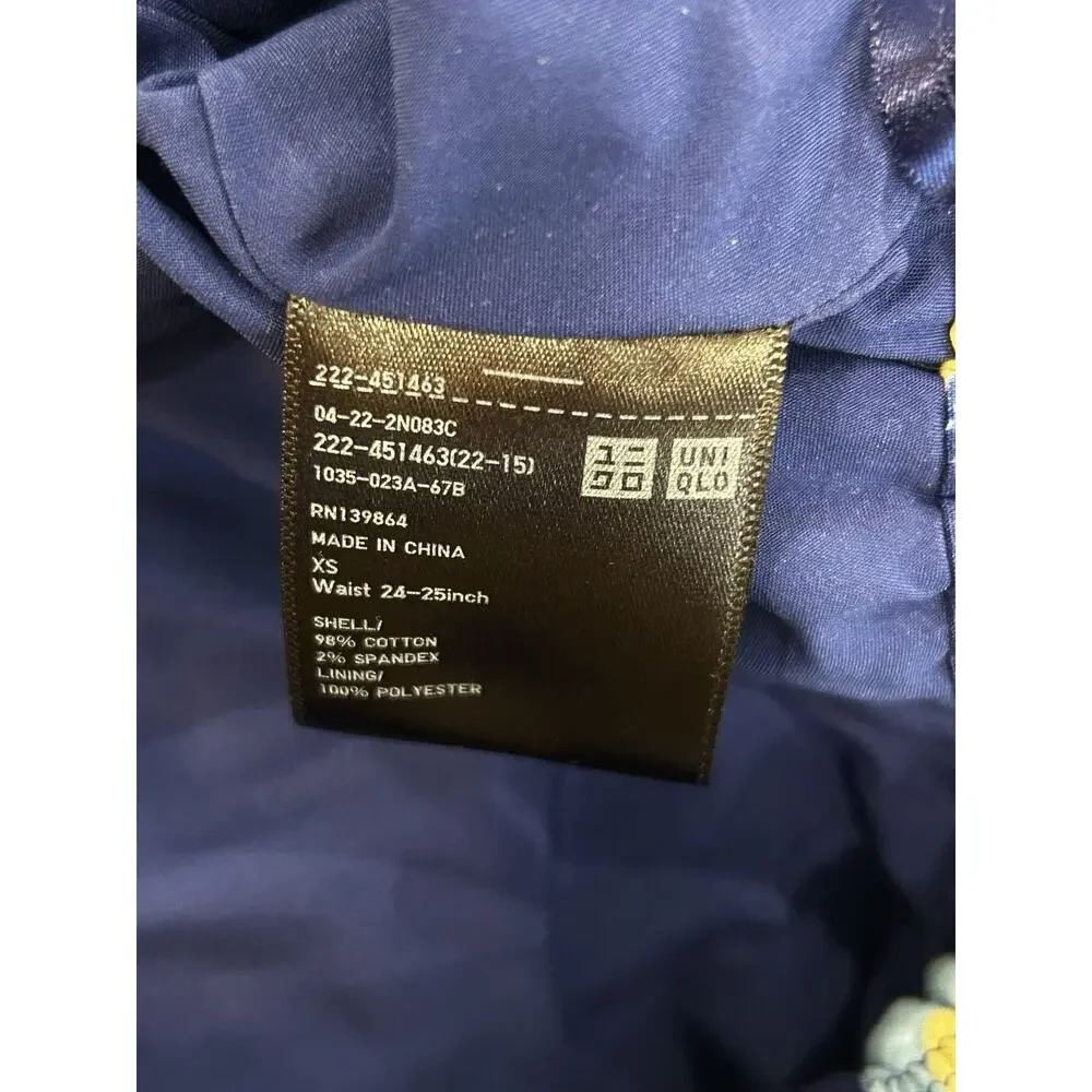 Marni Uniqlo Balloon Floral Skirt Womens Size XS Navy Blue Cotton Twill Pull On - Picture 7 of 7